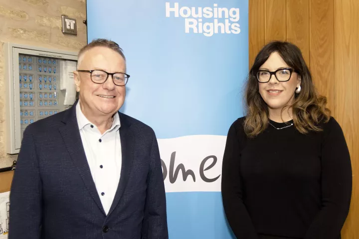 Professor Paddy Gray and Housing Rights Chief Executive Kate McCauley