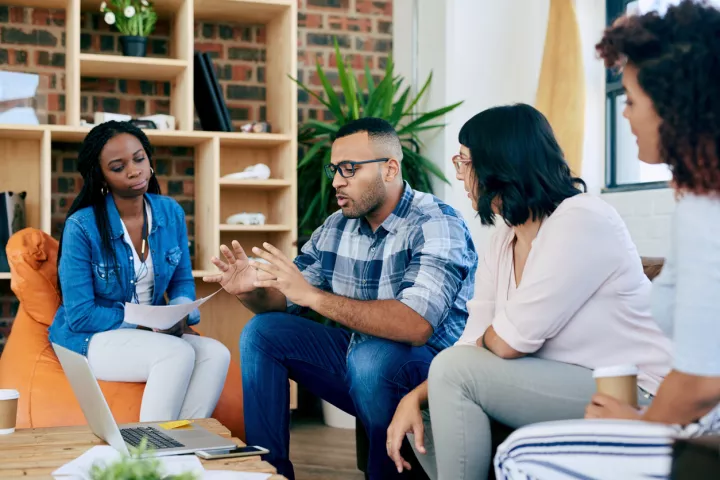 people sitting talking