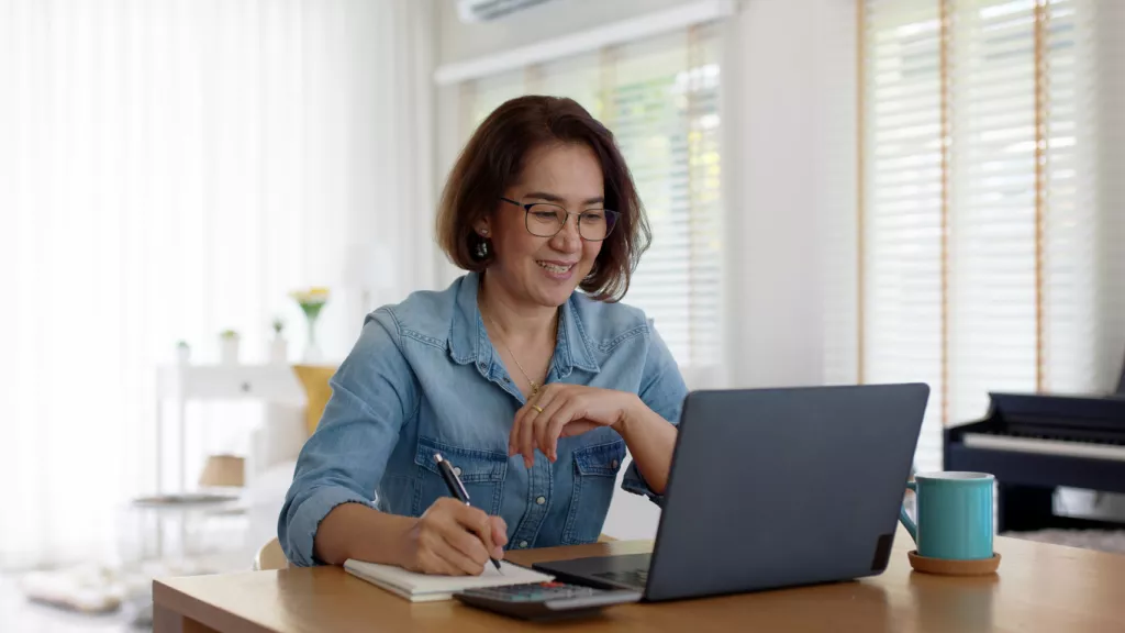 Woman working at her computer